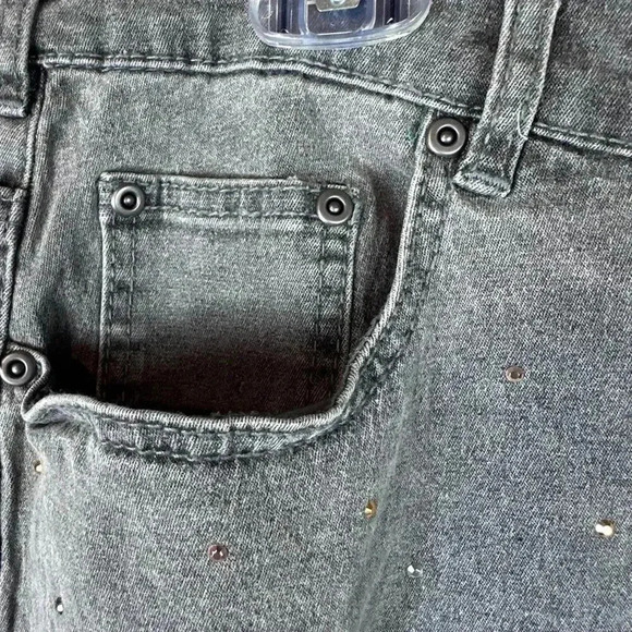 DG2 Diane Gilman gray Jean denim pants with studs - Picture 6 of 10